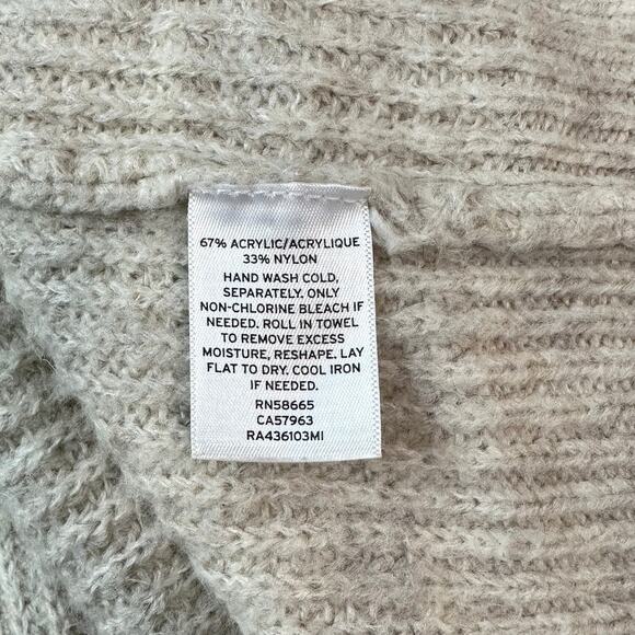 Rachel Parcell Chunky Knit Shawl Collar Open Cardigan Balloon Sleeve Sweater Tan - Picture 11 of 11